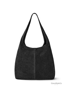 Genuine Suede Hobo Handbag Large Slouchy Shoulder Bag Italy Made